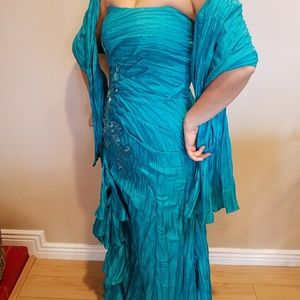 Turquoise evening gown